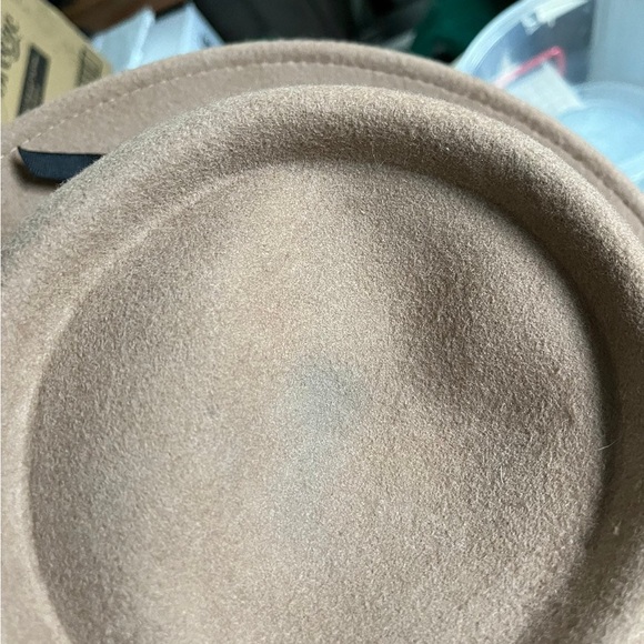 100% Wool boater Hat tan vintage style brown wide brim - Picture 2 of 8